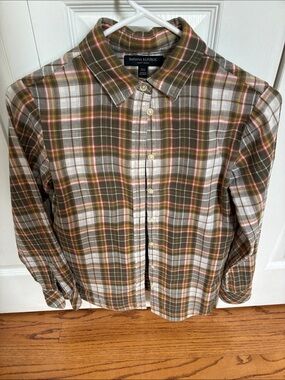 Banana Republic woman’s Olive Plaid Button-Down Shirt